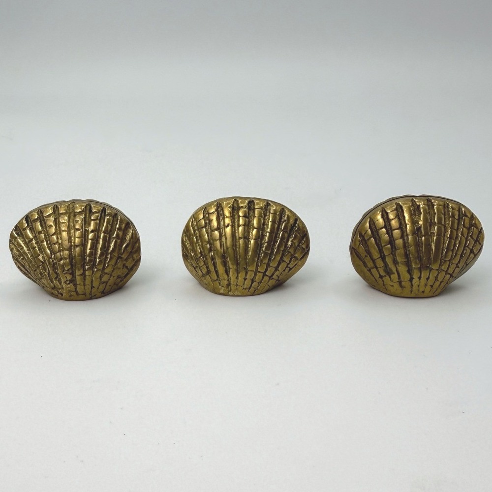 The Bombay Company Vintage Place Card Holders Solid Brass Sea Shell Coastal